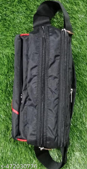 SKYDEN Nylon Padded Cross Body Messenger Sling Bag Travel Office One Side Shoulder Bag For Men Black color