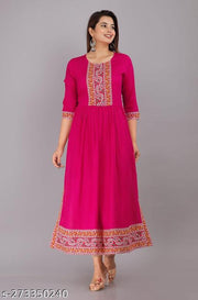 Rayon Urban365 Premium Nayara Cut Kurti/ printed Design Kurti for Women(Pink)