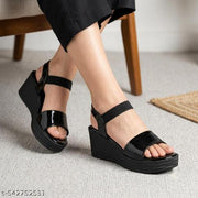 Falistozz Trendy Women Black Platform Sandal | Stylish Casual & Party Wear Sandals for Girls | Comfortable Daily Use Footwear
