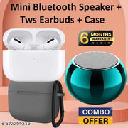 Buetooth Speaker, 3 Watt mini Bluetooth Speaker, Mega Bass Portable Speaker, Best Quality Speaker, Bluetooth Speaker 3D with Loud Stereo Sound and Long Playtime wth Wireless buds + Grey Case - Combo