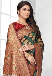jacquard patola saree with brocade blouse