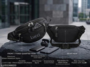 Black Printed Bum Waist and Chest Bag Men and Women