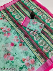 New Letest Look digitel printed cotton linen Saree For Women For Wedding Evergreen
