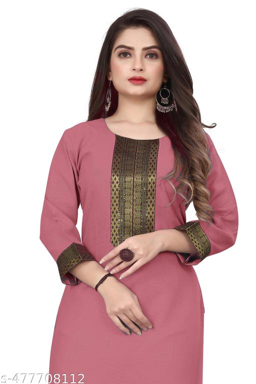 Fashionable Cotton Slub jacquard work Kurti For Women