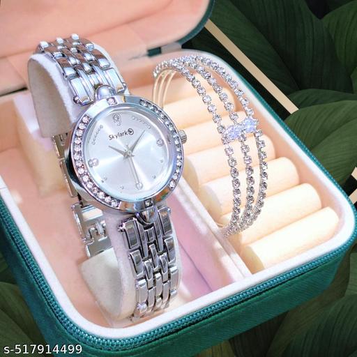 New Arrival Stylish Attractive Ethnic Silver Bracelet Look Analog Watch for Girls & women watch