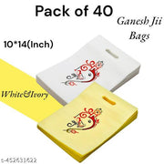 CARRY CLOUD Durable Ganesh Ji Printed Bags (10x14 Inches) – Eco-Friendly Choice, Festival Bags Ganesh Ji, Cultural Printed Bags (Pack of 40)