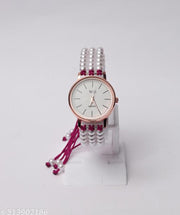 princess fancy Unique round dail adjustable pearl braclate watches for girls and women
