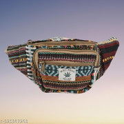 MYRIAD waist hemp bag Artisan-Crafted Hemp Waist Bag with Unique Texture Stylish Hemp Waist Pouch: Elevate Your Wardrobe Size-(30 x 12 CM)
