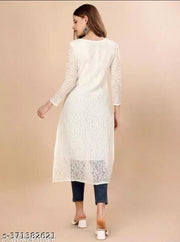 hand work net kurti