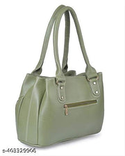Fristo Premium Women's Green PU Leather Handbag | 3 Large Compartments & 2 Zip Pockets | Lightweight Water-Resistant Shoulder Bag for Ladies | 10 L Capacity Office & Casual Tote