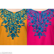 This is a very good and beautiful product. This fabric is also soft. This short kurti is good for summer. It is made of Kashmiri work_ Mustard_Pink