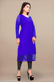 Elegant Net Fabric Embroidered Kurta for Women