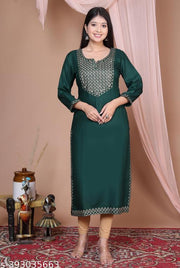 Women Embroidered Straight Kurta