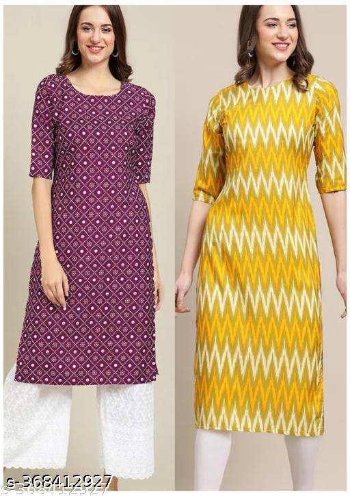 Polyster/Crepe fabric-Women and Girls Lightweight Crepe Fabric Excellent Printed Straight Kurti, Size -S, M, L, XL, XXL, 2XL, XXXL, 3XL, 4XL, 5XL,6XL,7XL,8XL,9XL,10XL ( New Arrival New Design Fashionable Kurti )