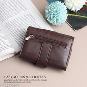 SAMTROH Envelope Closer Vegan Leather Wallet for Women I 3 Compartments I 2 Card Slots & Zipper Pocket I 1 Id Card Slots & Secret Compartment