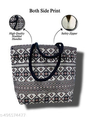 Stylish & Functional Eco-Friendly Grocery Tote Bag with Black Floral Design