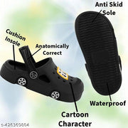 ONFEET Kids Trendy Daily use Comfortable Anti-Skid Casual Car Design Sandals for Boys and Girls, Kids Clogs for Boys and Girls with Sling Back Strap, Lightweight Kids Flipflops & Slippers for Indoor Outdoor Activity, Kids Heels & Sandals Color - Black