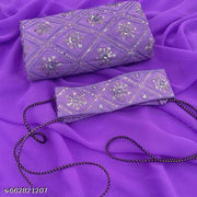 lavender georgette saree belt saree with sequnce work with unstich blouse
