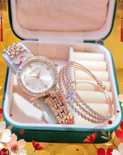 Classy New Arrival Stylish Attractive Ethnic Rose Gold Bracelet Look Analog Watch for Girls & women watch