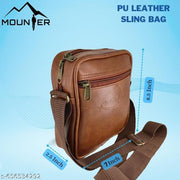 Vegan Leather Sling Cross-Body Travel Office Messenger One Side Shoulder Bag for Men, Women & Boys