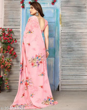 Trash Enterprises Georgette Floral Printed Saree With blouse