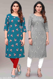 Women Printed Crepe Kurtis combo of 2