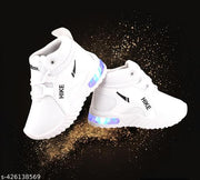 Trenszio Kids  Led Shoes, Casual Led Velcro Shoes, Light weight Shoes, Outdoor Indoor Shoes, Casual Shoes for Little Tiny Kid Baby Boy Girl Shoes T61White