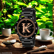 MAVIA WATCHESAnalog Round black Dial ALPHABET K Design Stylish black Strap Classic Design Fancy Watch for Men and Boys, Pack of 1 ALPHABET K-AVO-BLK-CDBLK-1