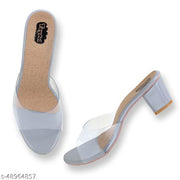 Taydol Women Fancy medium Block Heel synthetic pvc sole open Toe western-embellished slip-on Transparent Grey Sandal (53)