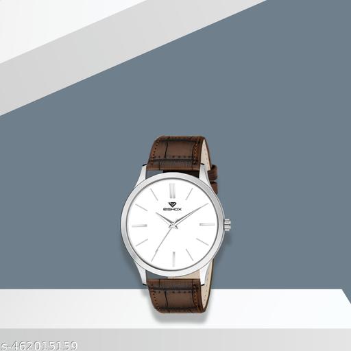 Slim Casual Watch With Silver Dial & Brown Leather Strap Analog Watch - For Men