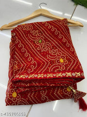 GEORGETTE SAREE, BANDHANI SAREE, CHUNRI SAREE, BANDHEJ SAREE, MATAJI SAREE, RED SAREE, SAREE FOR WOMEN, TRENDING SAREE