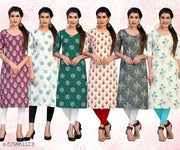 Women Printed Crepe Kurti (Combo Of 6)