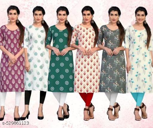 Women Printed Crepe Kurti (Combo Of 6)