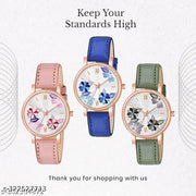 Precious Flower Designer Rust Thorns Fit Round Dial with Colorful Stylish Leather Belt Analog Watches for Women Watches