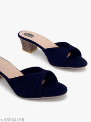 Taydol Women Fancy slip-on Block medium Heel Navy Blue velvet woven design pvc sole open toe Sandal (33)
