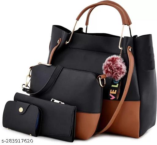 Hercraft Shoulder Pu-Leather Handbags for Women's. Combo Set of 4